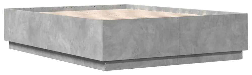 betonszürke szerelt fa ágykeret 150 x 200 cm