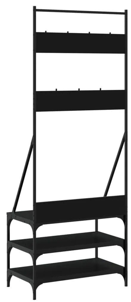 fekete ruhafogas cipőpolccal 70x40x184 cm