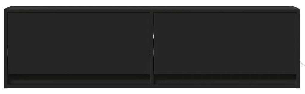 fekete fali TV-szekrény LED-világítással 140 x 31 x 38 cm