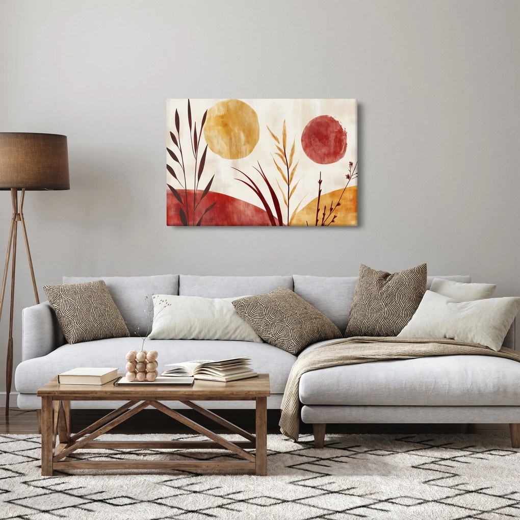 Kép - Növények és körök (90x60 cm)