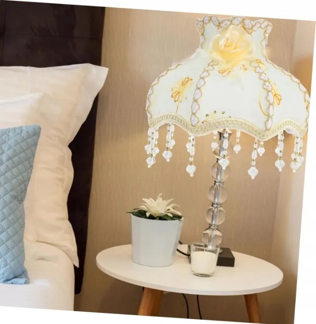 Lámpaernyő Asztal Lámpaernyő Gyöngyökkel Vintage Virág Aranyos G R11