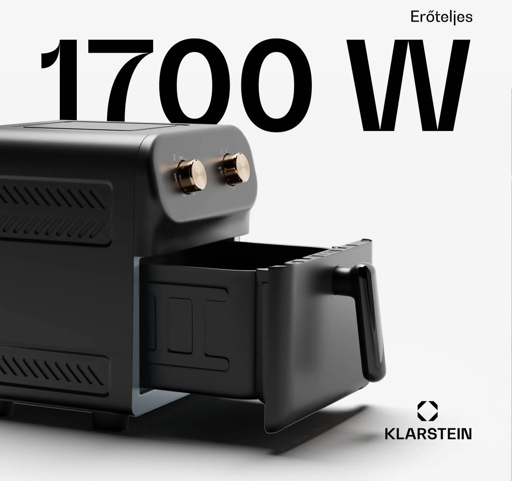 Klarstein AeroCrisp 6, forrólevegős fritőz, 1700 W, 6 liter, forgatható gombok