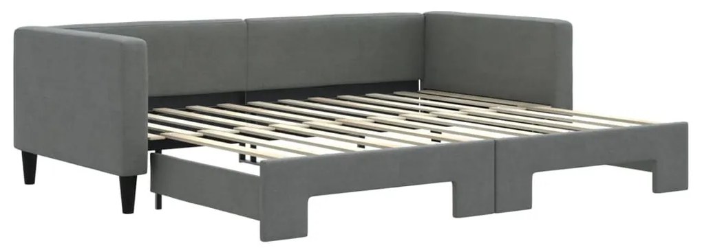 sötétszürke kihúzható szövet heverő 90 x 200 cm