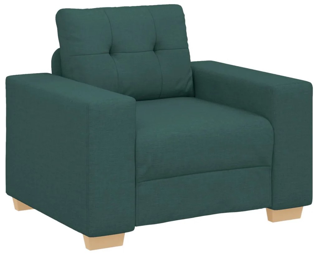 3-Darabos Sofa Szett Párnákkal - Sötét Zöld Szövet