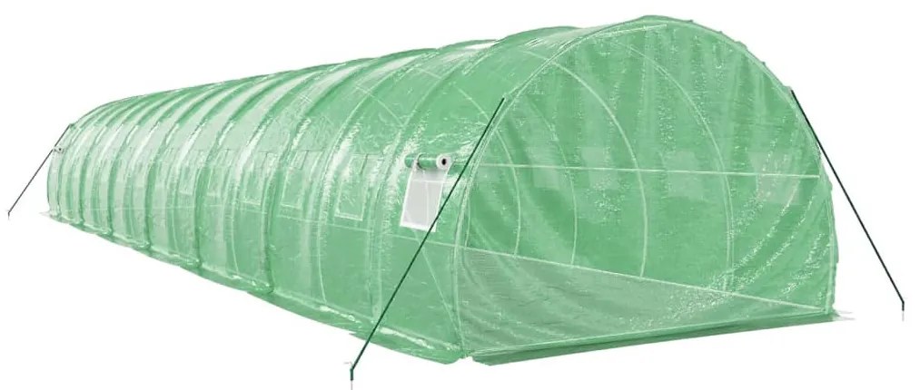 zöld acélvázas melegház 42 m² 14 x 3 x 2 m