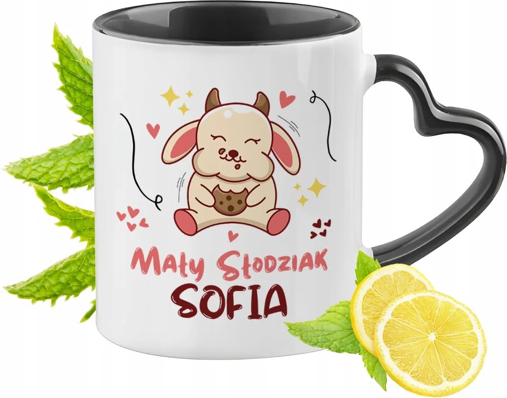 Fekete bögre szív alakú füllel Szófiának Ideális Ajándék