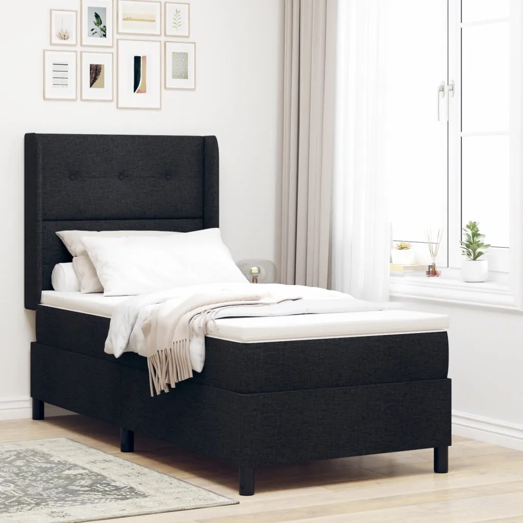 Boxspring Ágy Mattal & LED Fekete 80x200 cm Szövet