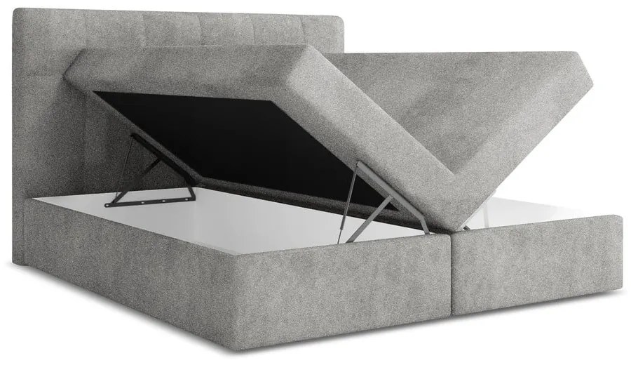 Világosszürke ágyneműtartós boxspring ágy 140x200 cm Palta – Makamii