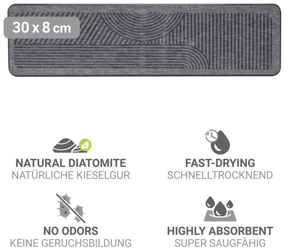 Szürke kovaföld edénycsepegtető alátét 30x8 cm Damon – Wenko