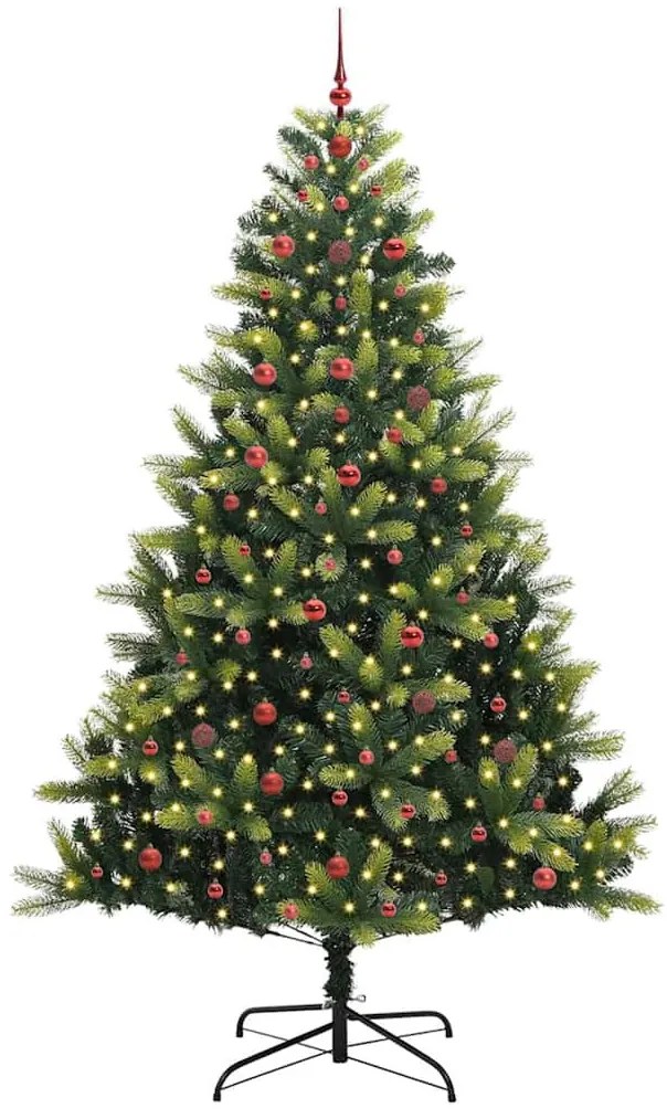 Mesterséges Hajlított Karácsonyfa 300 LED-del Zöld 240 cm