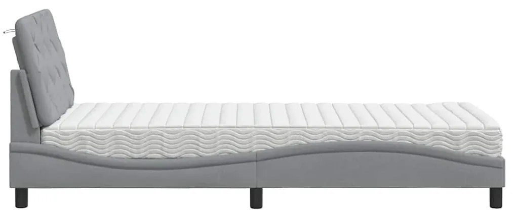 világosszürke szövet ágy matraccal 90x200 cm