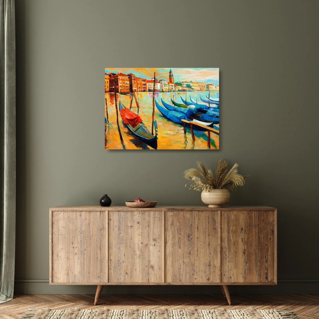 Kép - Velencei kikötő (üvegen) (70x50 cm)