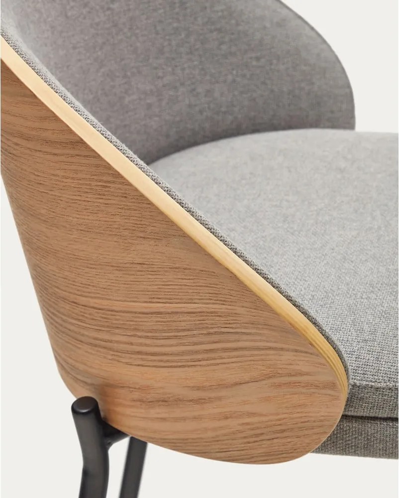 Szürke-natúr színű bárszék (ülésmagasság 77 cm) Eamy – Kave Home