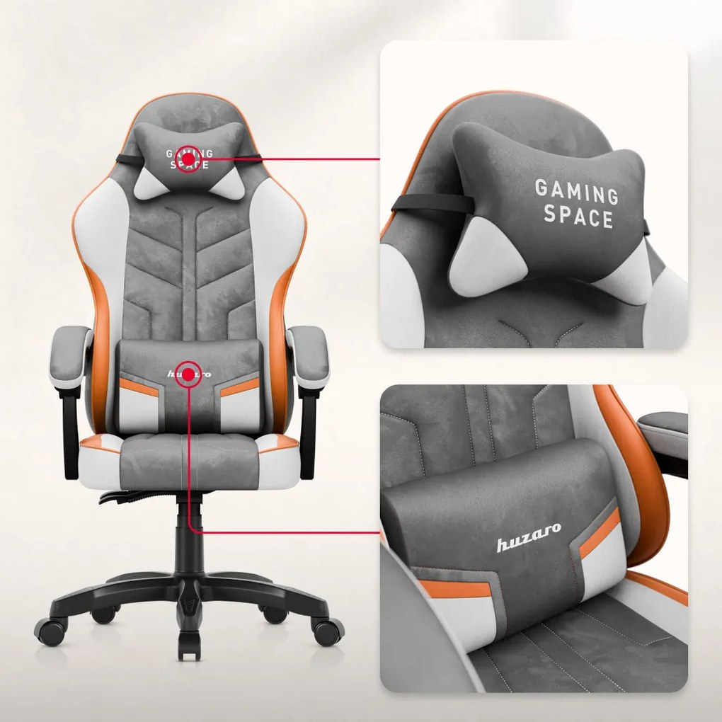 Felbontott Gamer szék, forgó, ergonómikus, szürke