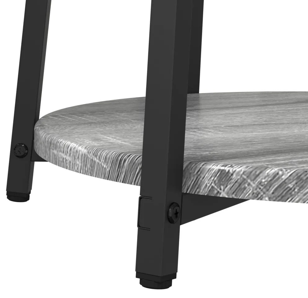 Kisasztal készlet polcokkal 2 pcs Szürke Sonoma és Fekete