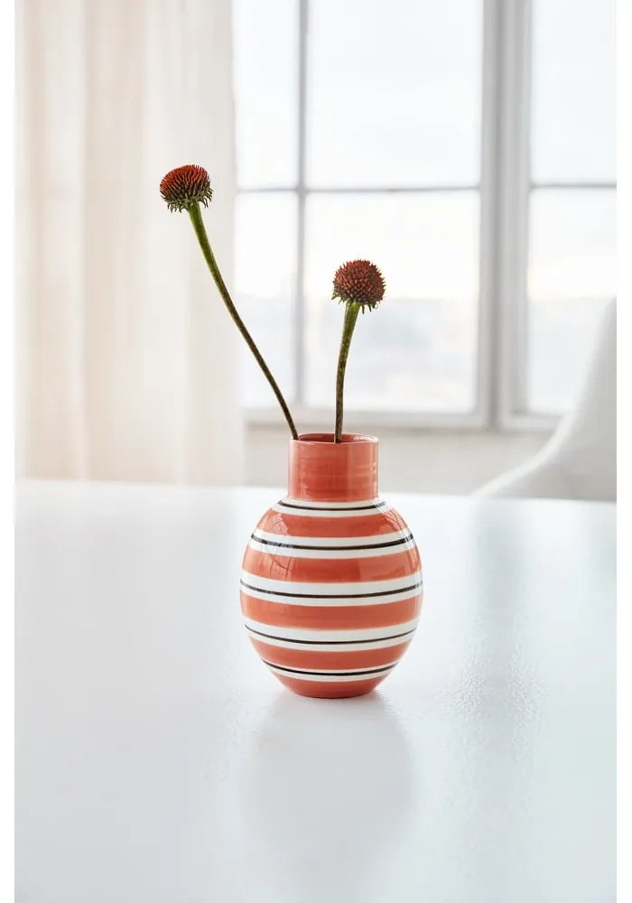 Nuovo rózsaszín-fehér kerámia váza, magasság 14,5 cm - Kähler Design