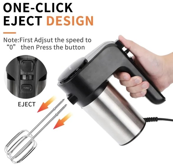 Aigostar - Kézi mixer 300W/230V fekete/króm