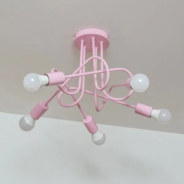 Felületre szerelhető csillár OXFORD 5xE27/15W/230V rózsaszín