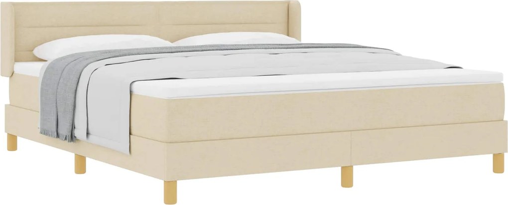 vidaXL Boxrugós ágy matracmal fejtámlával Krém 200 x 180 cm Poliészter