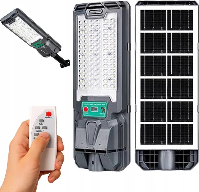 Napelemes Utcai Lámpa Led Kerti Lámpa Mozgásérzékelő Szürke 50W Távirányító