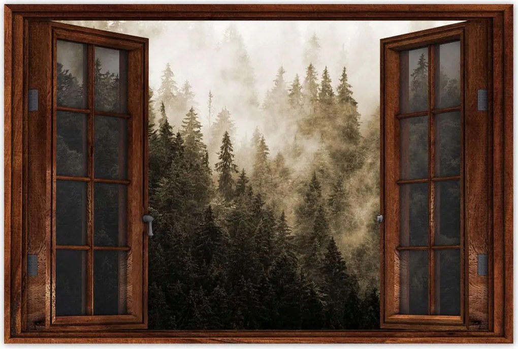 Poszterek 60x40 Tájkép Szépia Hegyek Köd