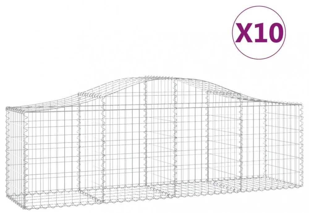 10 db íves horganyzott vas gabion kosár 200x50x60/80 cm