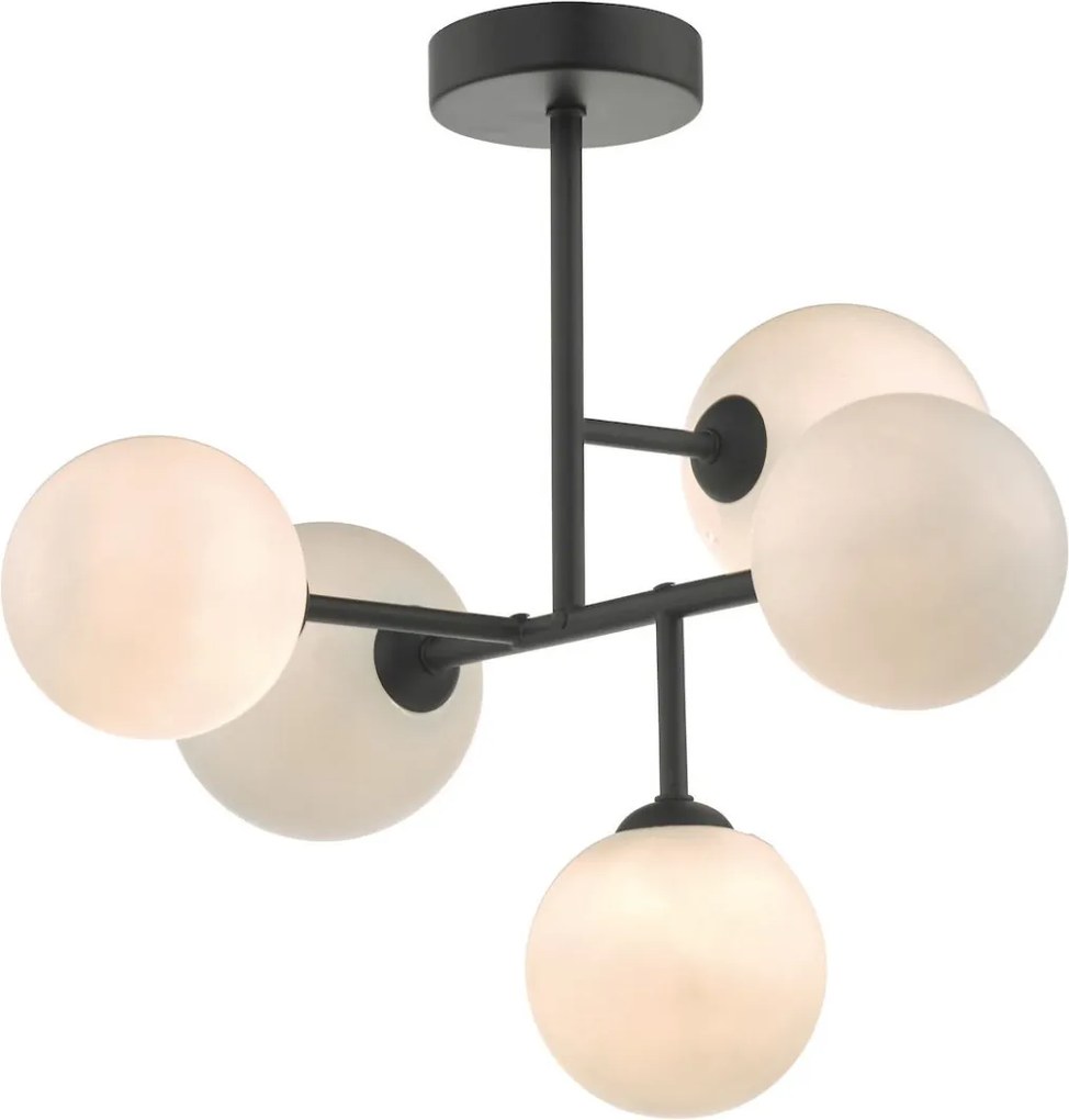 DAR LIGHTING EUA5422 EUAN Mennyezeti Csillár Fekete, Opál G9 IP20