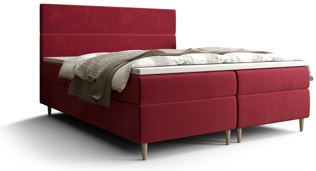Franciaágy Boxspring 140 cm Flu Comfort (bordó) (matraccal és tárolóhellyel). 1055920