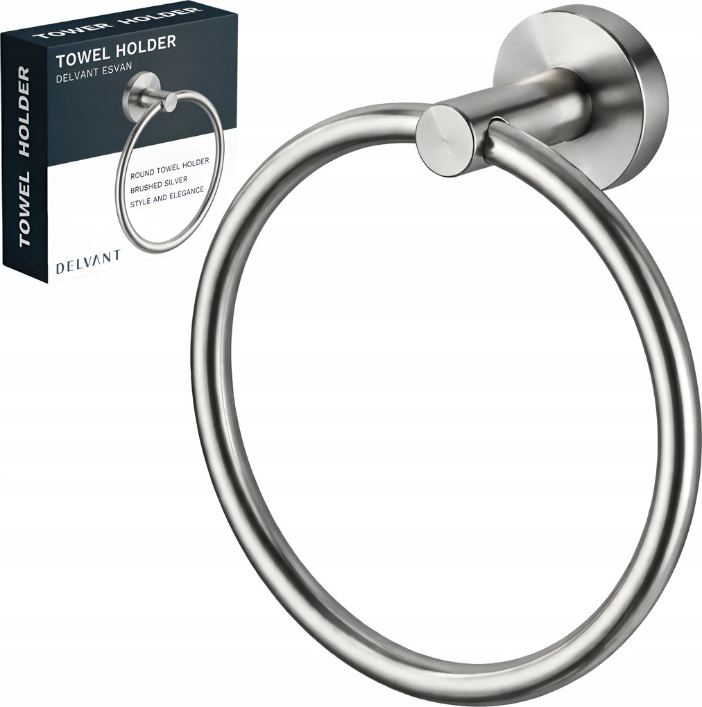 Törölközőtartó Fürdőszobai Fali Tartó Kerek Delvant Esvan Ezüst