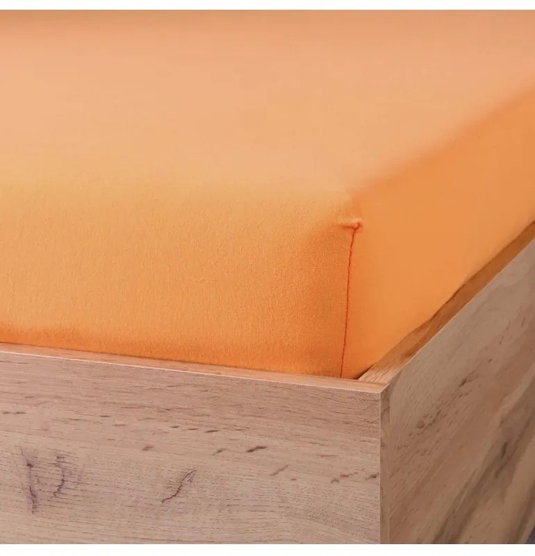 EMI barackszínű 100% pamutjersey gumis lepedő, 90x200-as lap