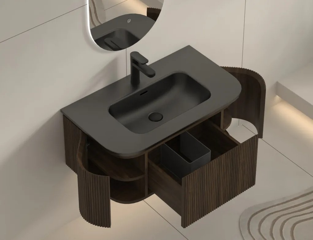 AREZZO design SIERRA 80 cm-es Fürdőszoba alsószekrény 1 fiók, 2 ajtó, dió