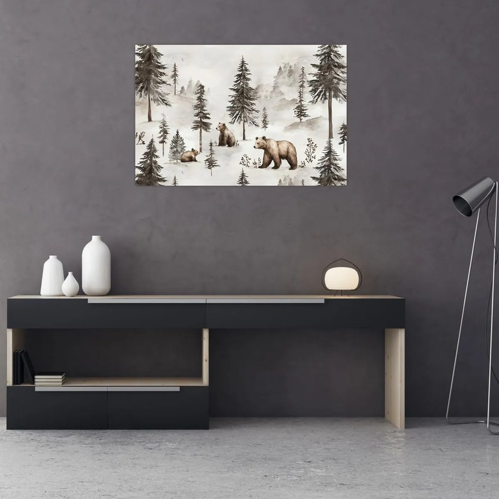 Kép - Erdő medvékkel (90x60 cm)