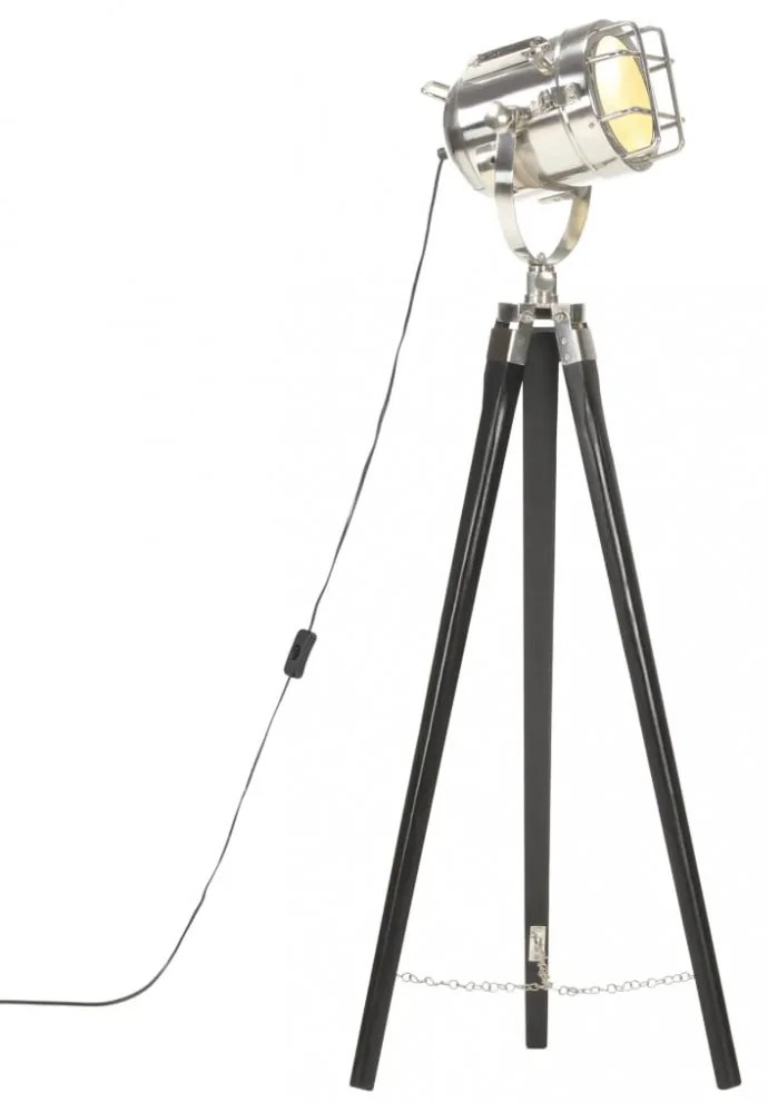 fekete háromlábú tömör mangófa állólámpa 97 cm
