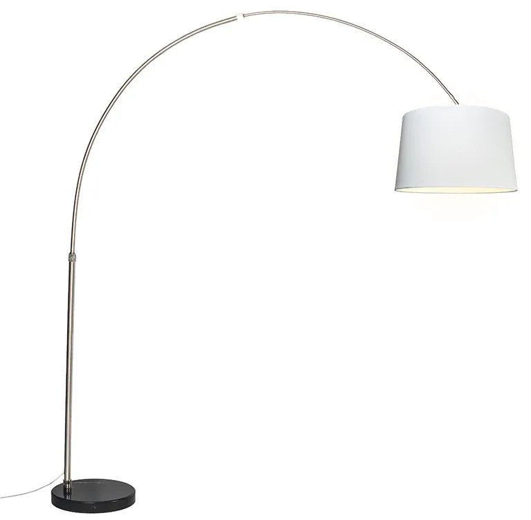 Acél ívlámpa fehér textilbúrával 45 cm - XXL