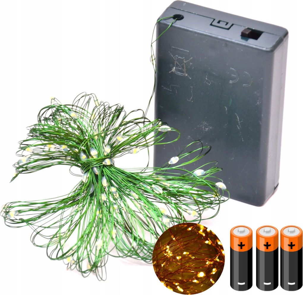 Karácsonyfa Fények Led Drót 100 Meleg Elemes