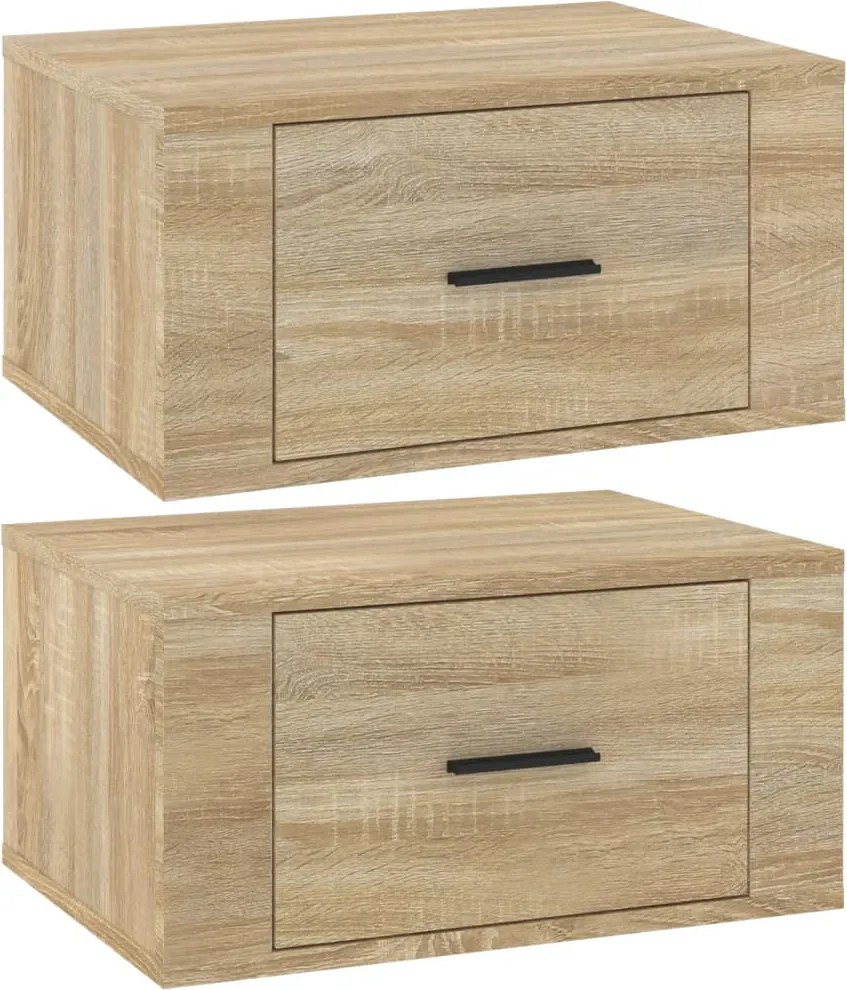 vidaXL 2 db sonoma tölgy falra szerelhető éjjeliszekrény 50x36x25 cm