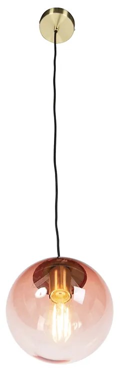 Art Deco függőlámpa rézzel és rózsaszín üveggel 20 cm - Pallon