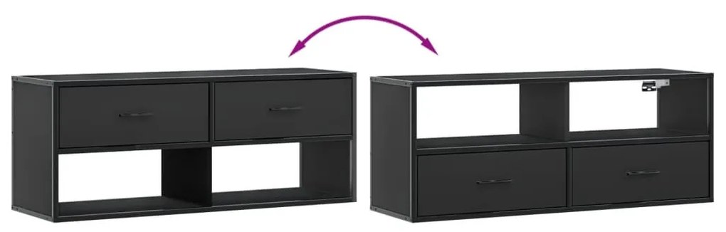 fekete szerelt fa és fém TV-szekrény 100x31x39,5 cm