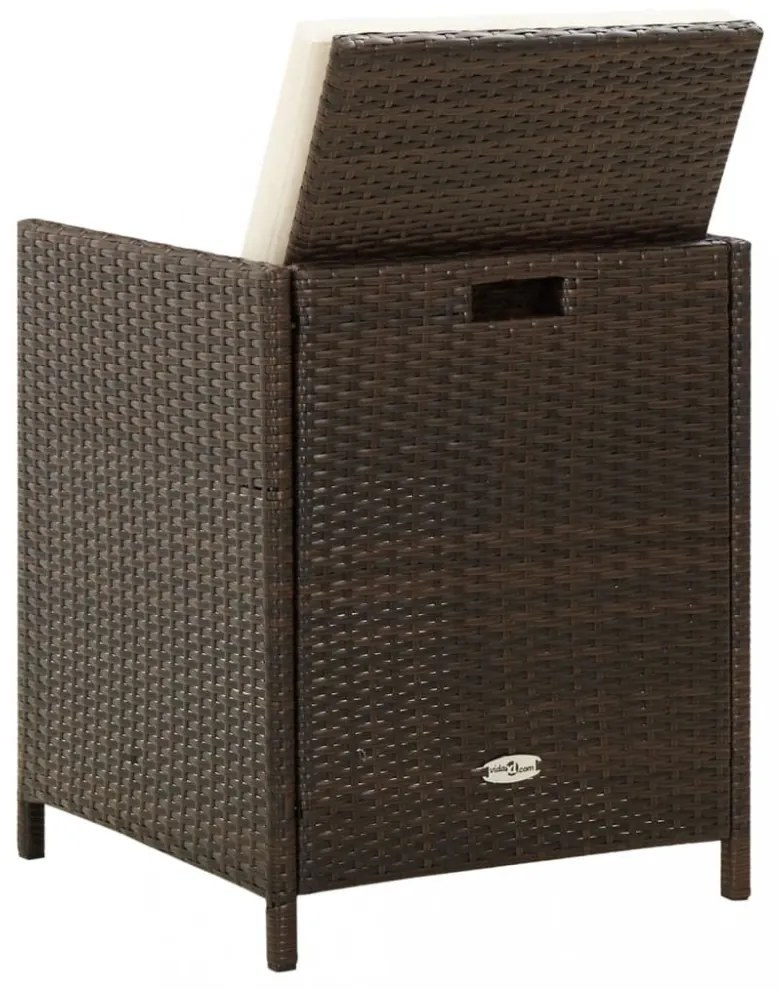 4 db barna polyrattan kerti szék párnával