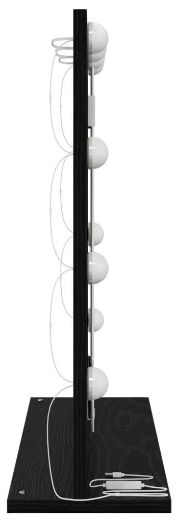 LED világítással rendelkező sminktükör fekete tölgy 60x55x18 cm