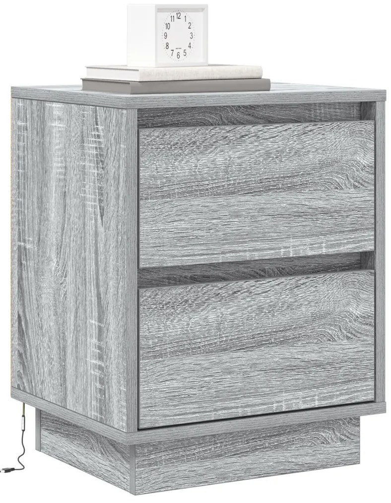 Éjjeli Szekrények LED Világítással 2 db Szürke Sonoma 39x34.5x50 cm