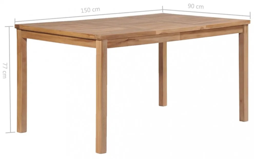 tömör tíkfa kerti asztal 150 x 90 x 77 cm