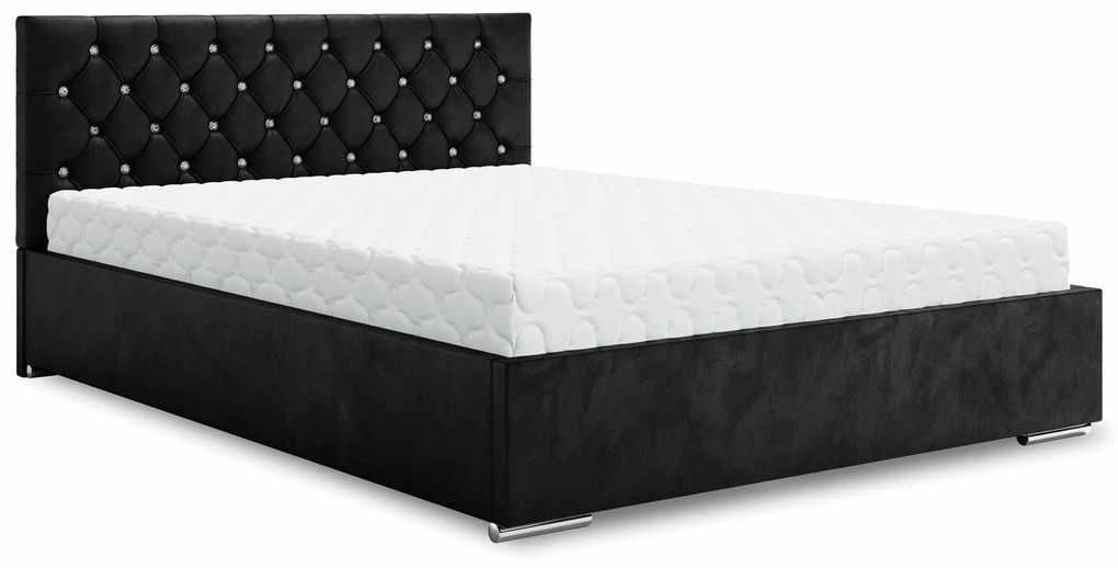 Franciaágy 140 cm Kerry (fekete) (ágyráccsal és tárolóhellyel). 1047003