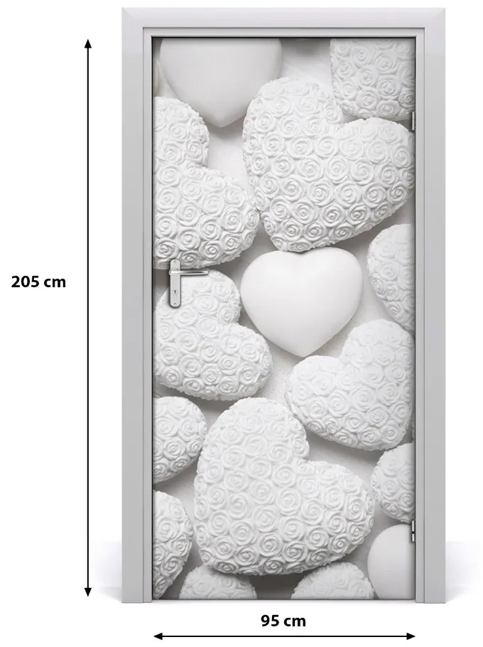 Ajtó tapéta Fehér háttér szív 95x205 cm