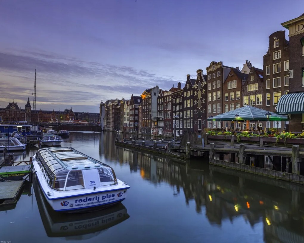 Poszter 50x40cm Amszterdami csatorna csónakokkal, Assaf Frank