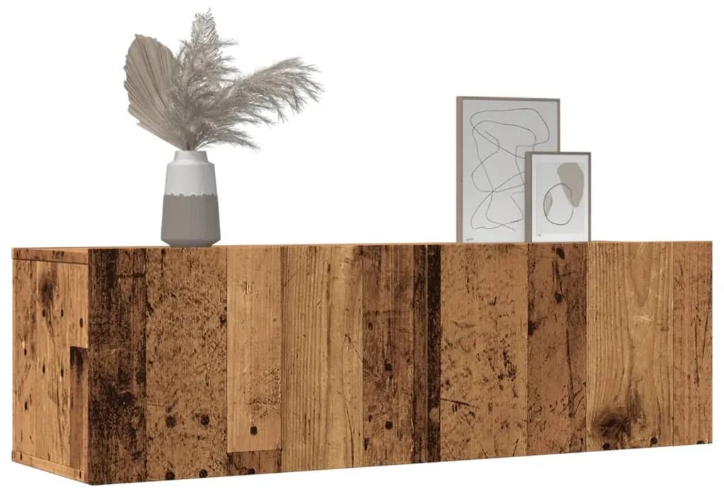 2 db antik fa színű falra szerelhető TV-szekrény 100x30x30 cm