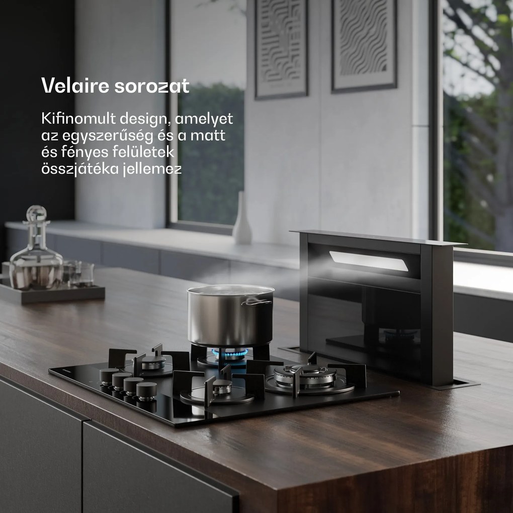 Klarstein Velaire gázfőzőlap, 4 égős főzőlap elektromos gyújtással, kompatibilis földgázzal és LPG-vel, 8000W, 60cm