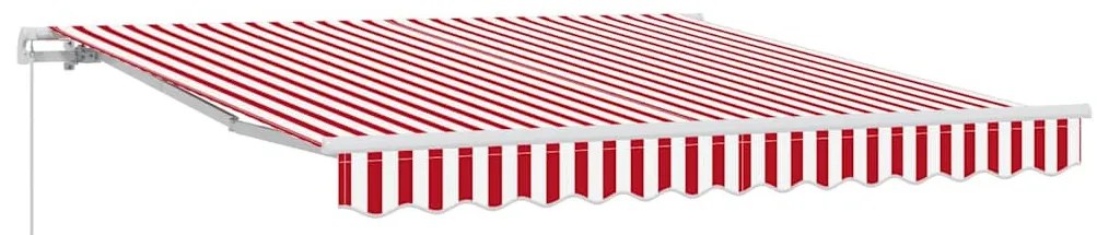 Behúzható napellenző Piros és fehér 350 x 250 cm szövet