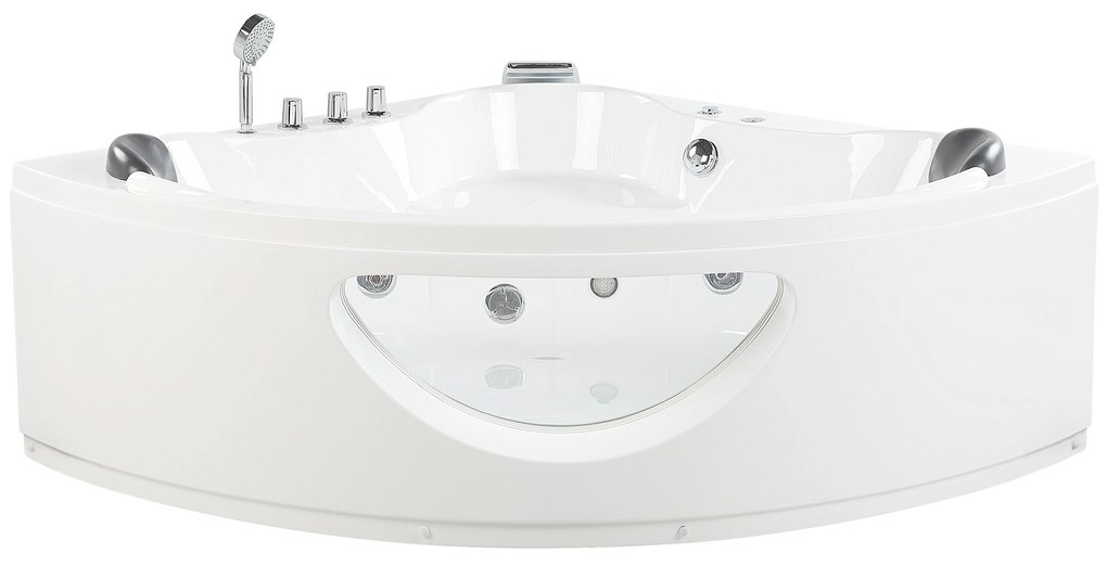 Fehér whirlpool masszázskád LED világítással 207 x 146 cm TOCOA II Beliani