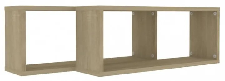 2 db sonoma tölgy szerelt fa négyszögű fali polc 60x15x23 cm